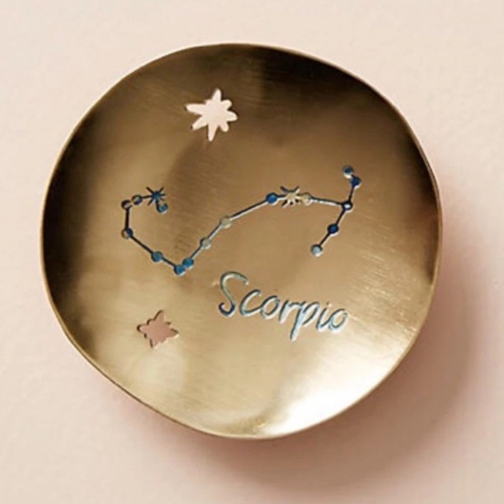 Anthropologie Scorpio Zodiac Sign Gold Metallic Steel Trinket Dish Brand New